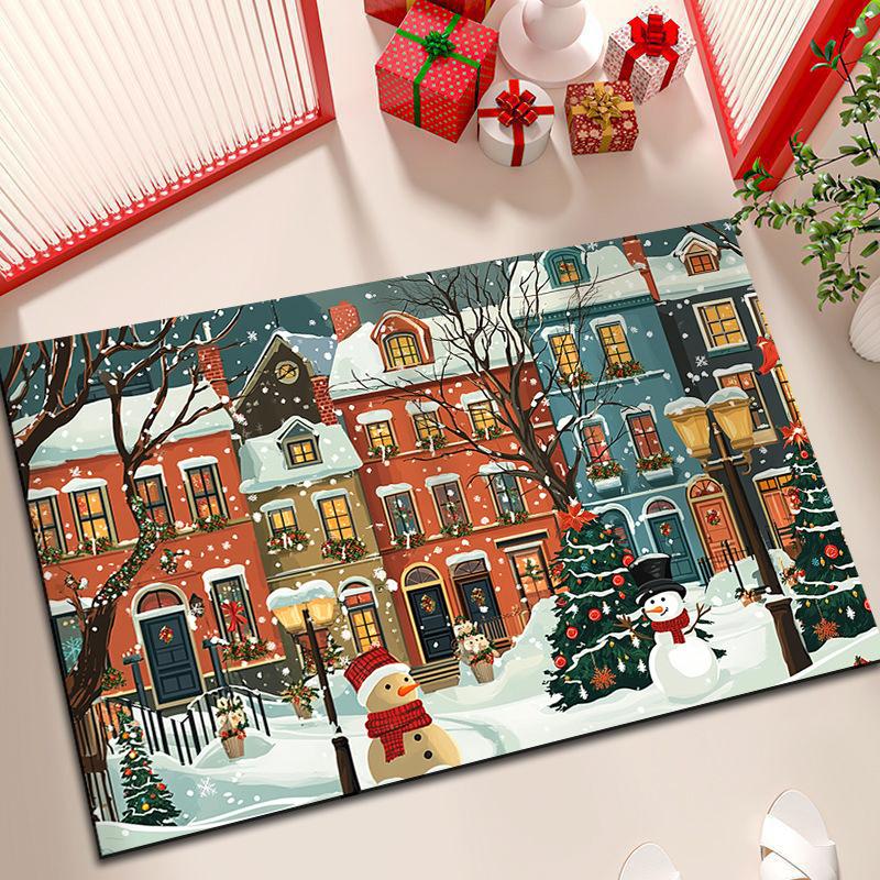 Christmas Atmosphere Diatom Mud Entry Door Floor Mat Porch Absorbent Quick Drying Non-slip Door Dirt Mat Household