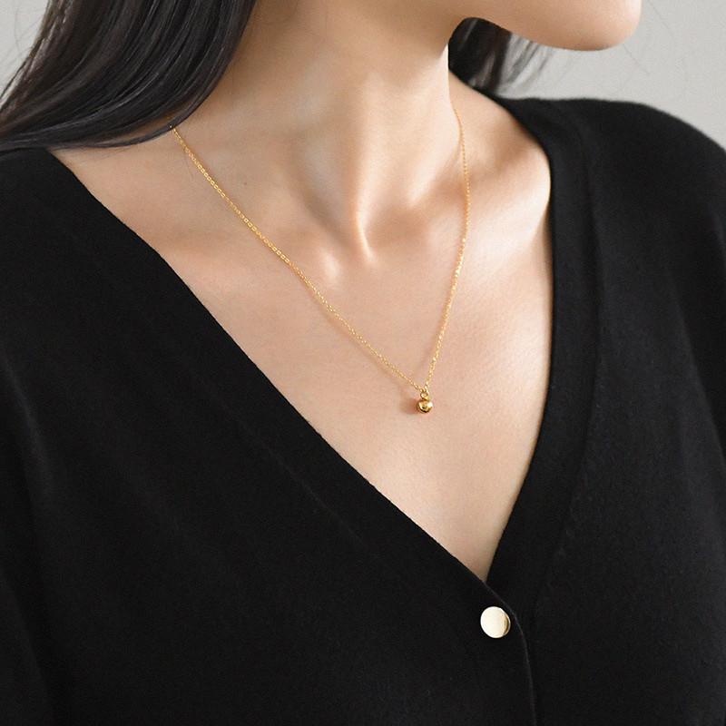 18k Gold Titan Steel Elegant Ball Pendant Necklace