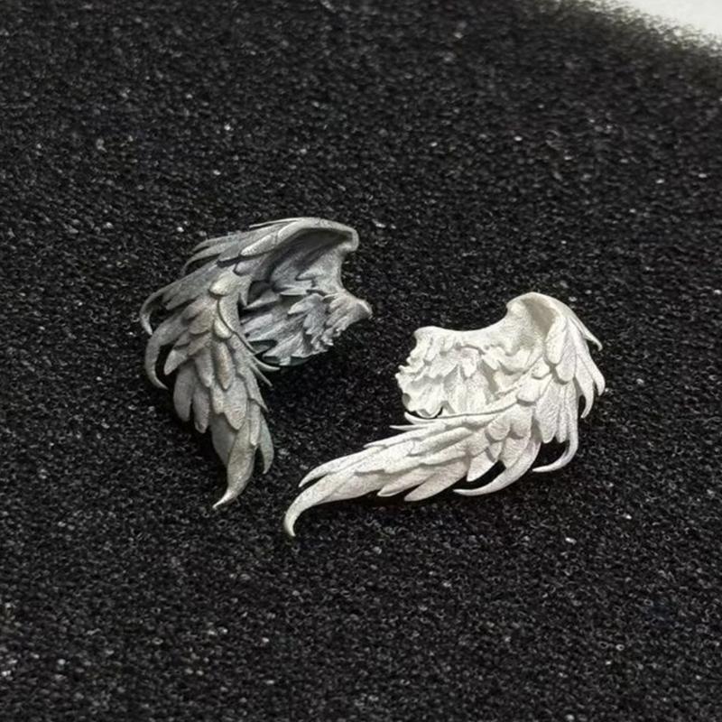 Creative Angel And Devil Wing Earrings Stylish Black White Dangle Studs For Women Fashion Jewelry Gift