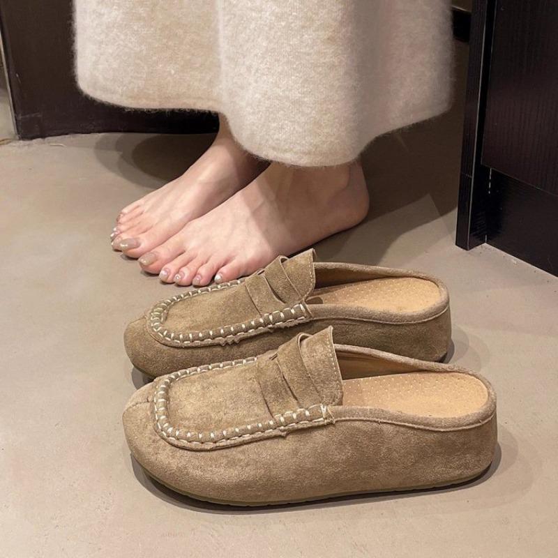 

Новая женская обувь на толстой подошве, универсальная, дышащая и повседневная, можно носить как с одной пяткой, так и полушлепанцы 35 хаки