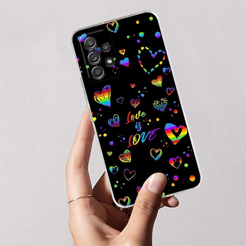 LGBT Rainbow Flag Gay Lesbian For Samsung Galaxy A55 Case A54 A52 A53 5G A15 A14 A13 A23 A51 A34 A35 A33 A32 A72 A71 Clear Cover