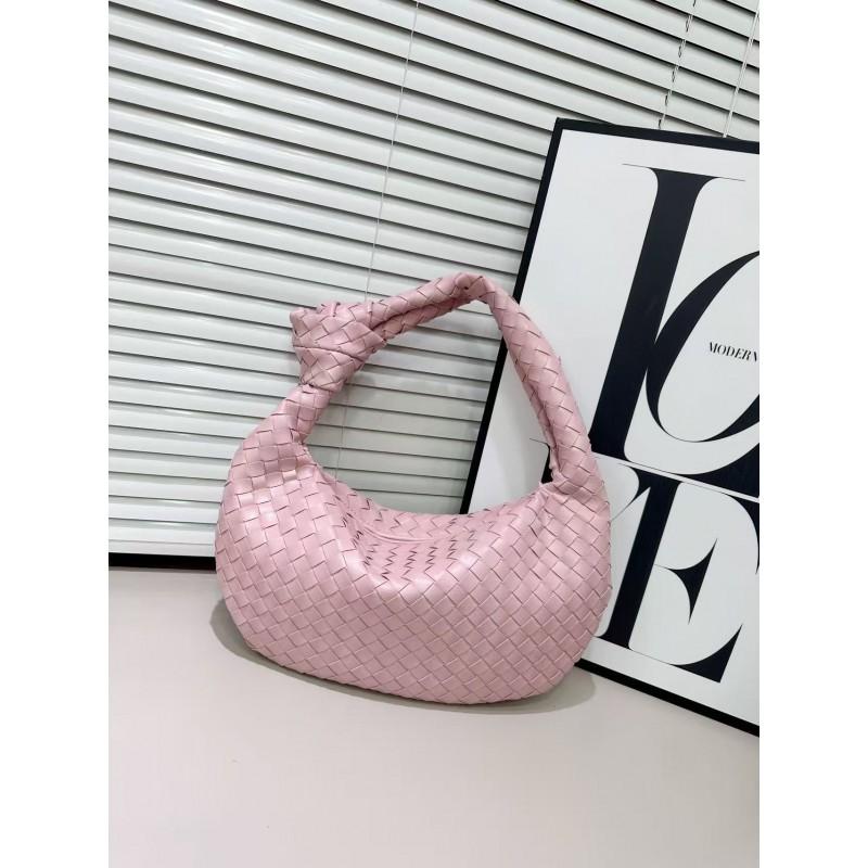 Handwoven Horn-Shaped Crossbody Bag Women Soft PU Woven Shoulder Small Daily Use Tote In 16 Colors