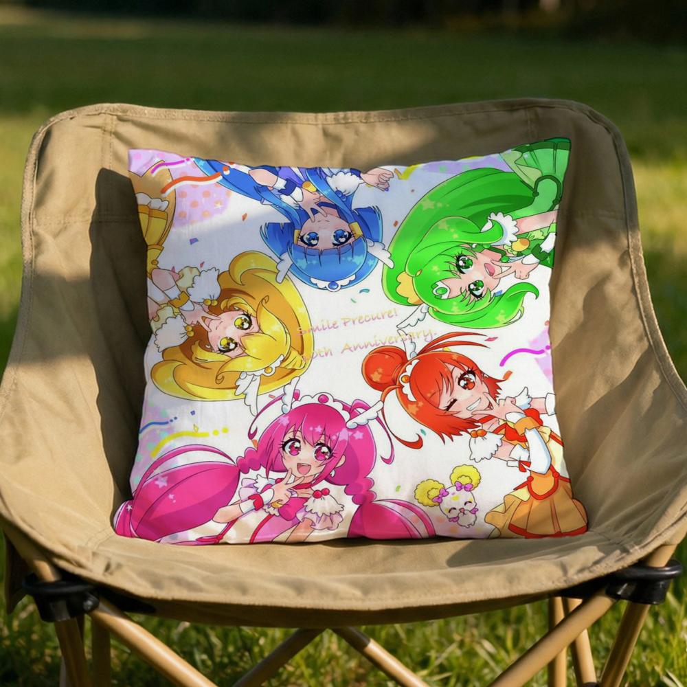 Cartoon SSmile PPrecures Cushion Cover Soft Reversible Durable Pillow Cover MultiScene Use for Home Car Daily Comfort