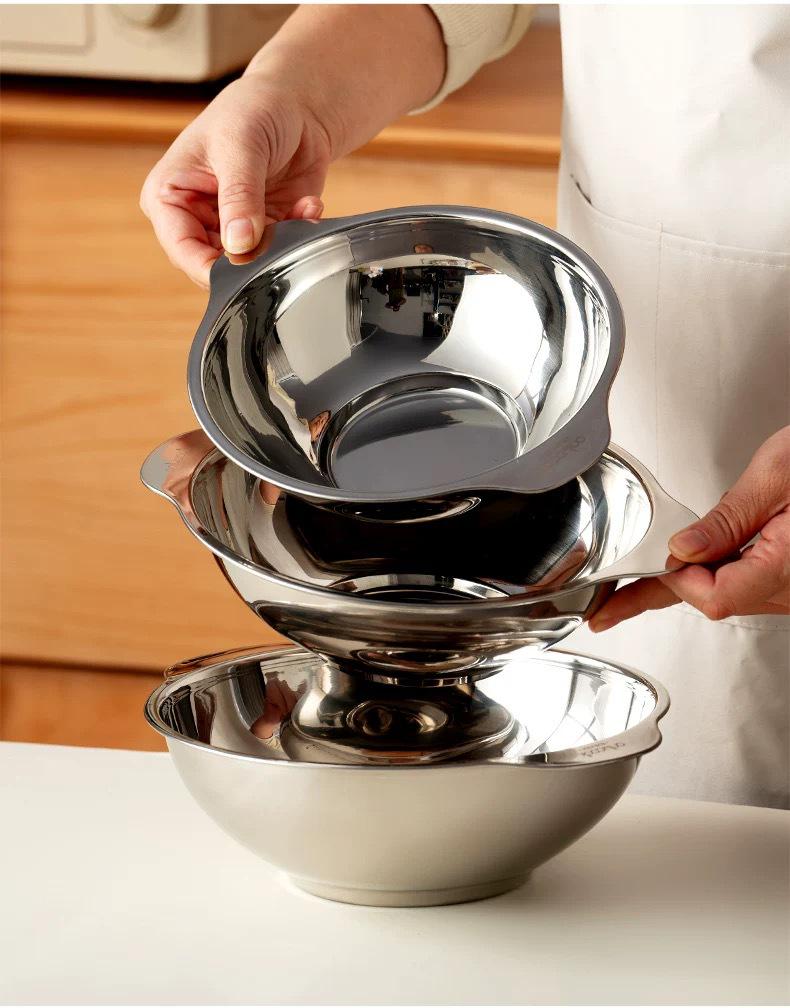Double-Handled Large Capacity 304 Stainless Steel Soup and Noodle Bowl