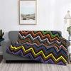 Coperte Plaid in Flanella Stile Boho Chic Moderno con Fantasia a Zigzag Traspiranti Morbide Autunnali Geometriche Multicolore per Divano Letti Bambini Adulti