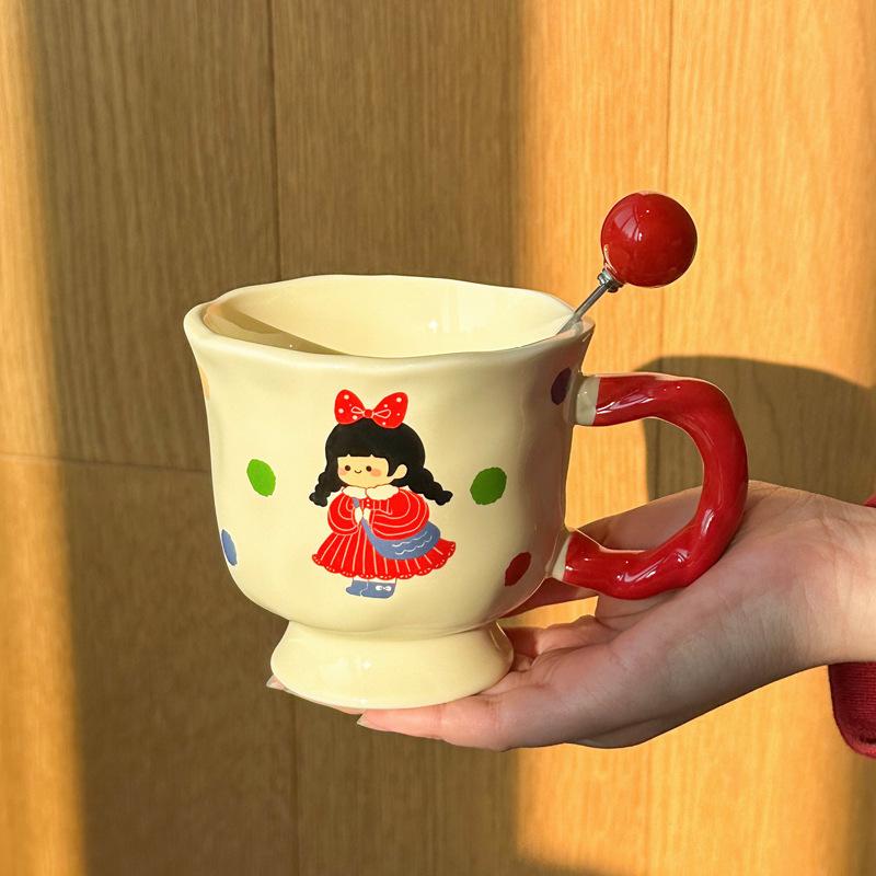 Milk Fufu Boys and Girls Cup Cute Ceramic Mug Household Drinking Cup Coffee Cup Souvenir Birthday Gift