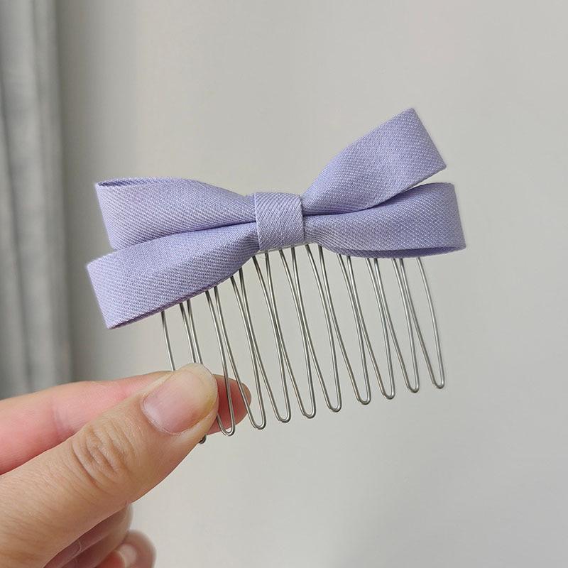 Korean Style Sweet Bow Bangs Clip Hair Comb – Elegant Fabric Hair Accessory for Women