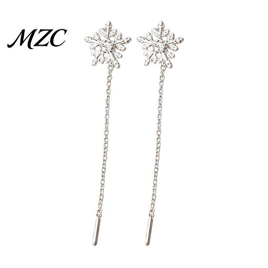 Charming Gift for Women 1 Pair Snowflake Earrings Women, Sparkling Dangle Earrings, Winter Long Daily Commuter Fashion Jewelry Chain Ear Line