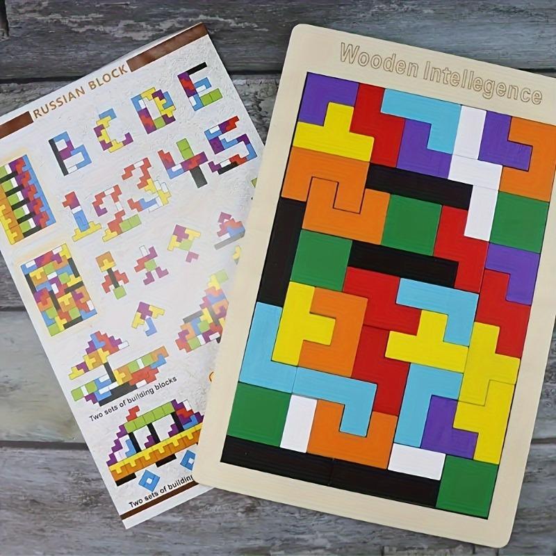 Wooden Tetris Puzzle for Kids Educational Tangram Toy