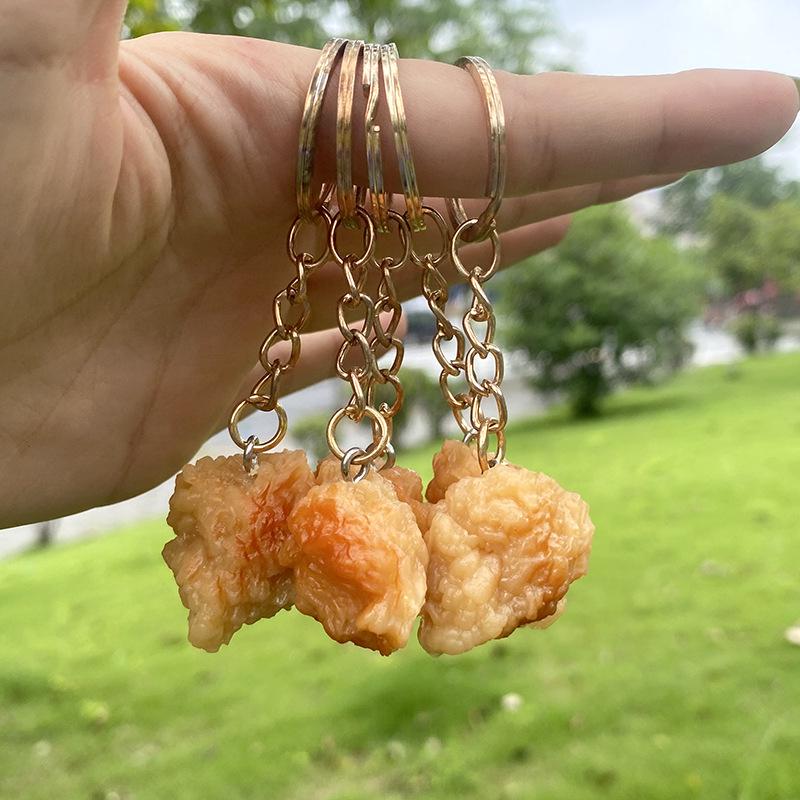 Simulated Fried Chicken Leg & Wing Keychain - Chicken Nugget & Popcorn Food Toy Pendant