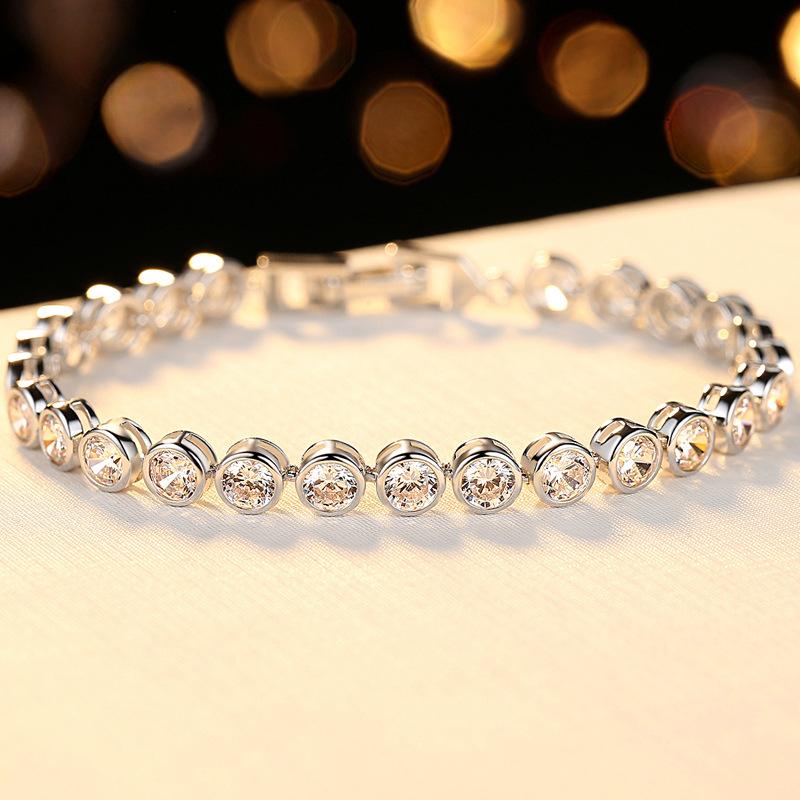 S925 Sterling Silber Rundes Armband für Frauen, Koreanischer Stil Modischer Diamant Bubble Armband Schmuck