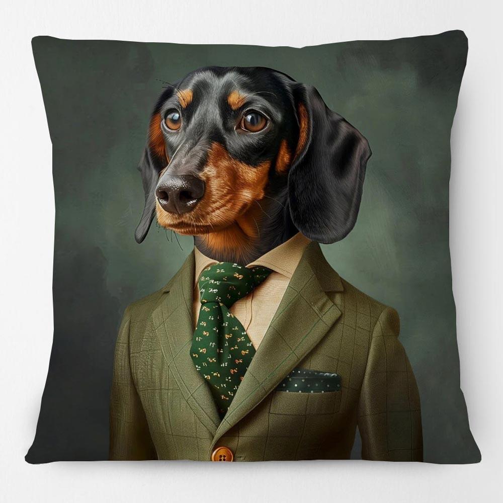 European Poodle Dachshund Chiwawa Dog Animals Portrait Painting Cushion Cover Royal Pet Historical Portrait Pillowcase