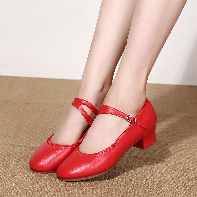 Fashion Elegant Best - Selling Gold Shiny Mary Jane Dance Shoes, Buckle Strap & Mid Heel, Ideal for Ballroom Dance