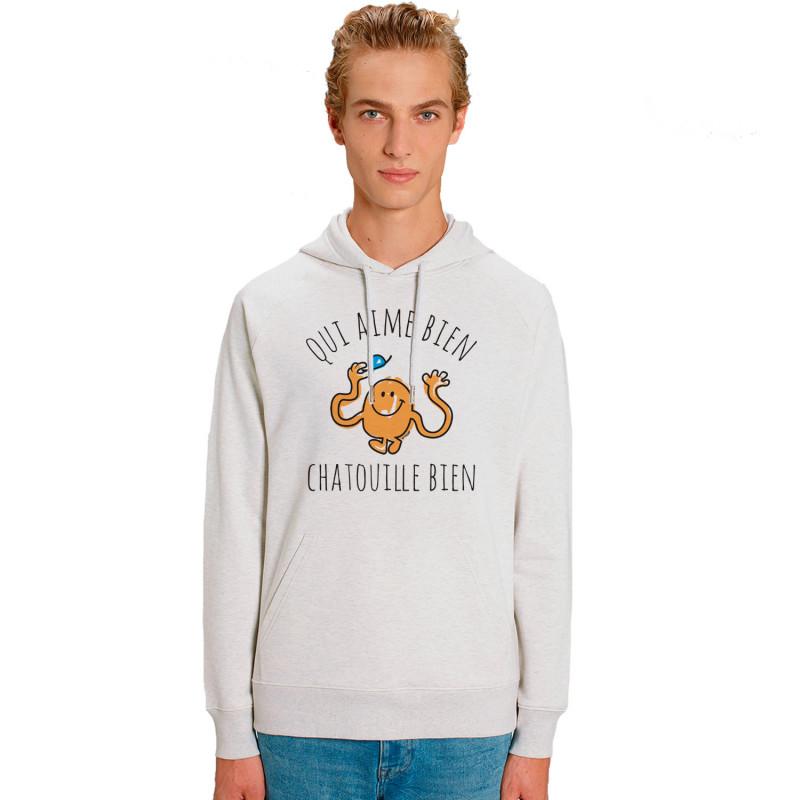 Herren-Sweatshirt mit Kapuze – WHO LIKES A GOOD TICKLE