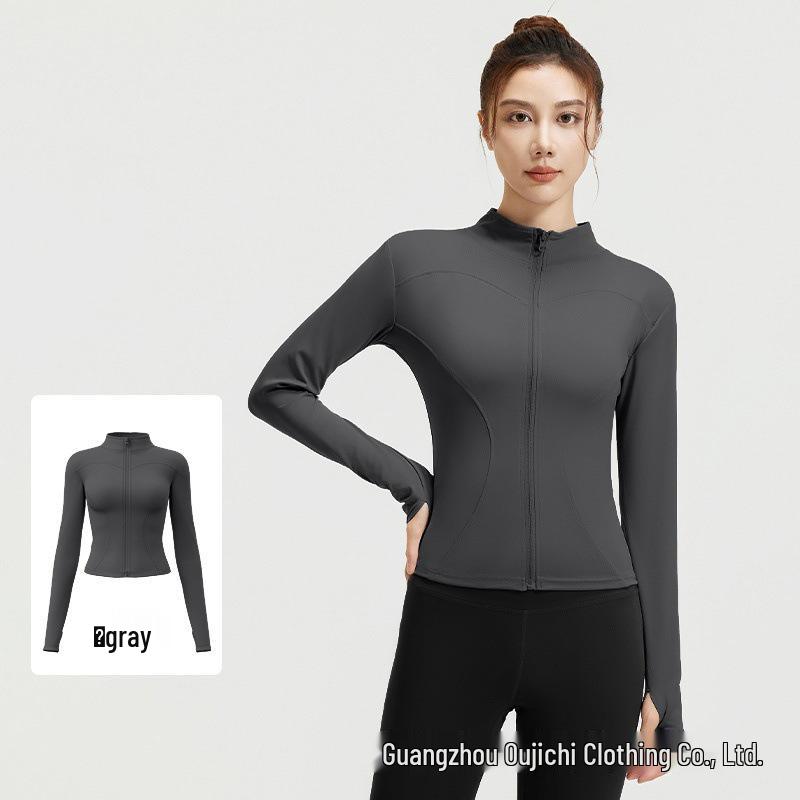 Giacca da Yoga da Donna Slim-Fit a Maniche Lunghe - Traspirante, ad Alta Elasticità, con Collo Alto, Top Fitness