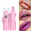 Bow Glitter Lipstick Bright Rose Pink Diamond Lipstick Mirror Pearlescent Shine Waterproof Long-Lasting Glossy Lip Tint Makeup
