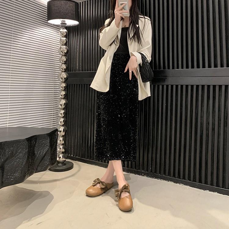 Soft sole outer wear bag head half drag 2025 spring and summer new shoes casual flat women's shoes bow comfortable slippers