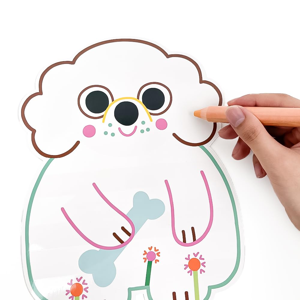 DJECO Coloring Picture Animal Scratch Art for Educational Drawing for Ages 18 Months and Up Kids, Scratch-Off Pen, (DJ00061)