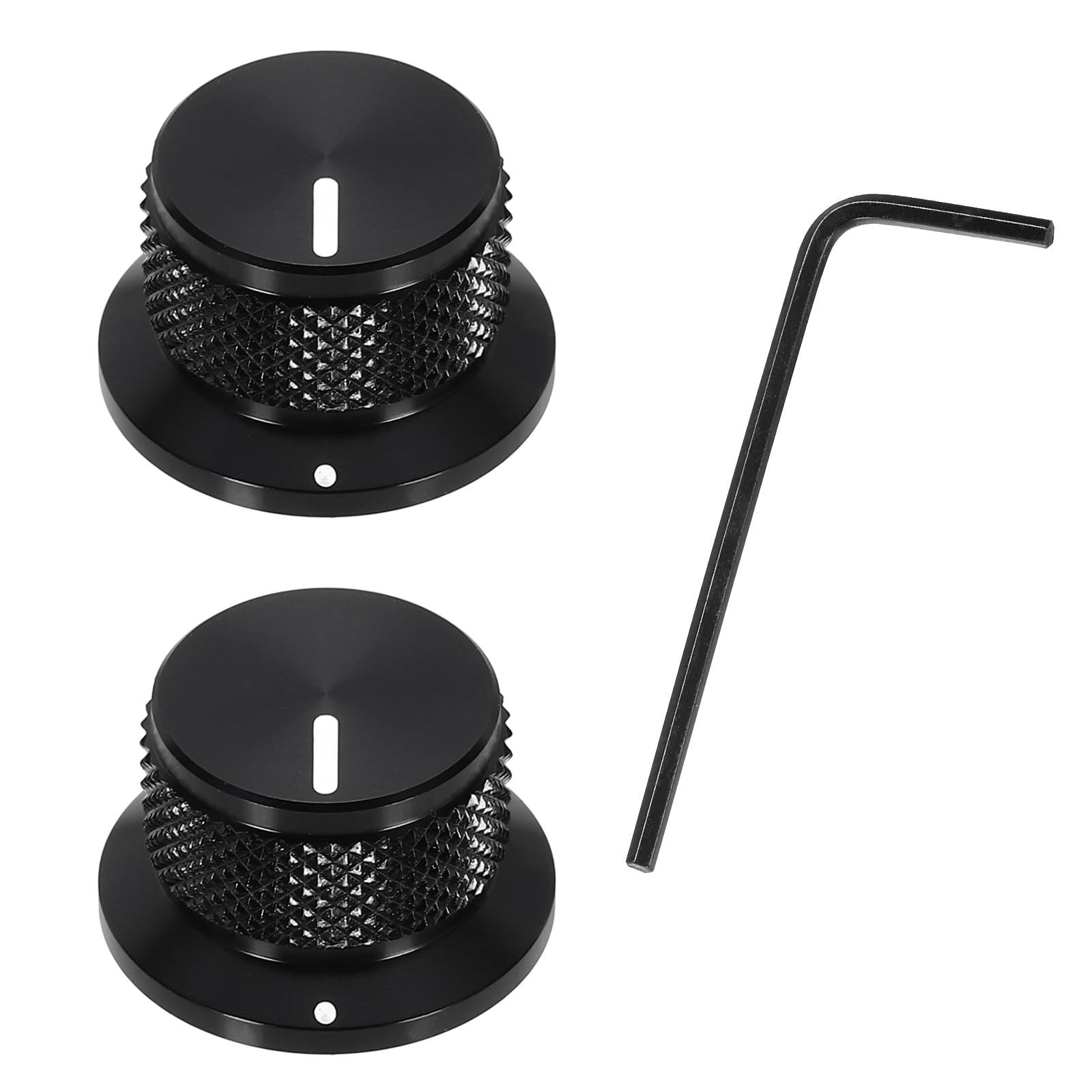 

uxcell Aluminum Potentiometer Knobs Inch Volume Tone Control Top Hat Knobs for Guitar Instruments Audio Mixer Amplifiers Black 2-Pack 1/4