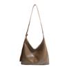 Large capacity retro simple tote bag women's fashion new soft leather shoulder bag solid color versatile commuter armpit bag