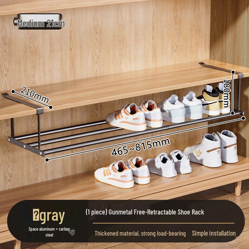 

Retractable Shoe Cabinet with Layered Partitions for Organized Shoe Storage