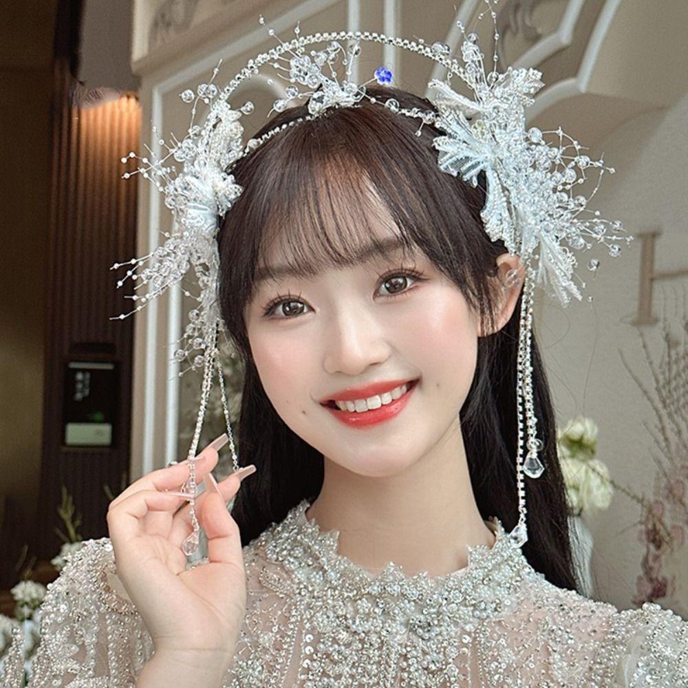 Shining Bride Crystal Crown Earrings Jeweled Rhinestone Headband  Wedding Styling Accessories