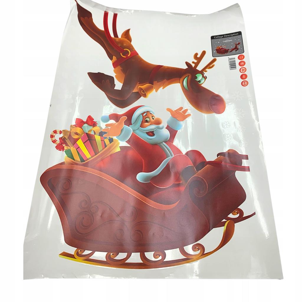 Christmas Window Sticker Door Decorative Window Santa Claus Reindeer 50 M