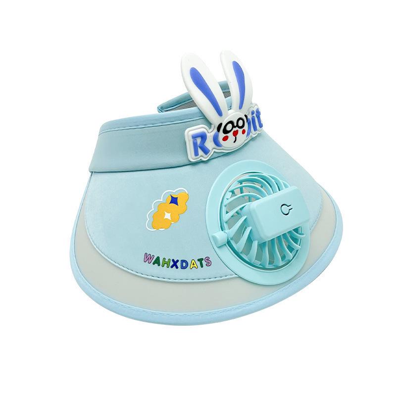 Children's Cartoon Sun Hat with USB Fan – Unisex Wide Brim Summer Protection