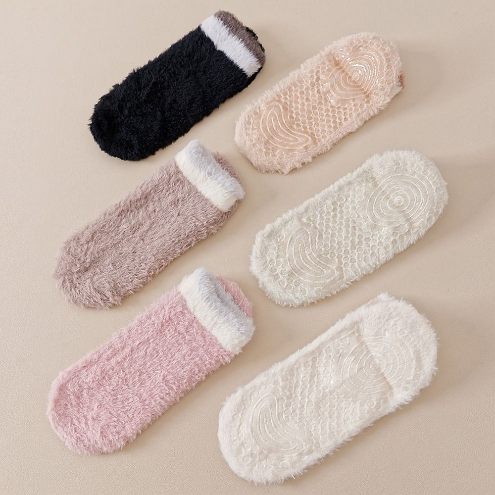 Non-slip Short Socks Coral Fleece Low Cuff Socks New Sleep Socks Autumn Winter