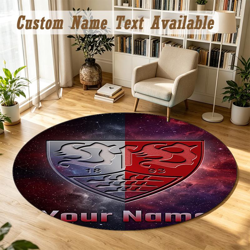 Round Rug Custom NameVfB Stuttgart FC Pattern Non Slip Carpet Home Floor Decor