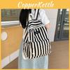 Striped Fashionable Pattern Student Canvas Backpack For Casual Daily Use