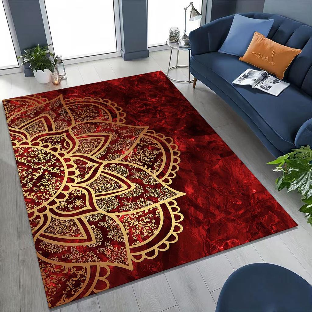 2026 Rainbow Mandala Flower Chakras Yoga Bohemia Art Rug for Bedroom Living Room Sofa Home Doormat Decor,Kid Non-slip Floor Mat