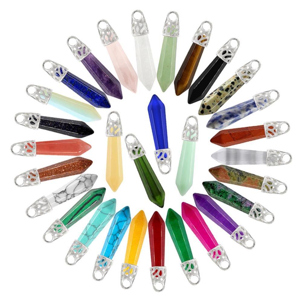 Ametyst Naturstein Anheng Sekskantet Krystall Halskjede Rosekvarts Energisk Helbredende Stein Halskjede