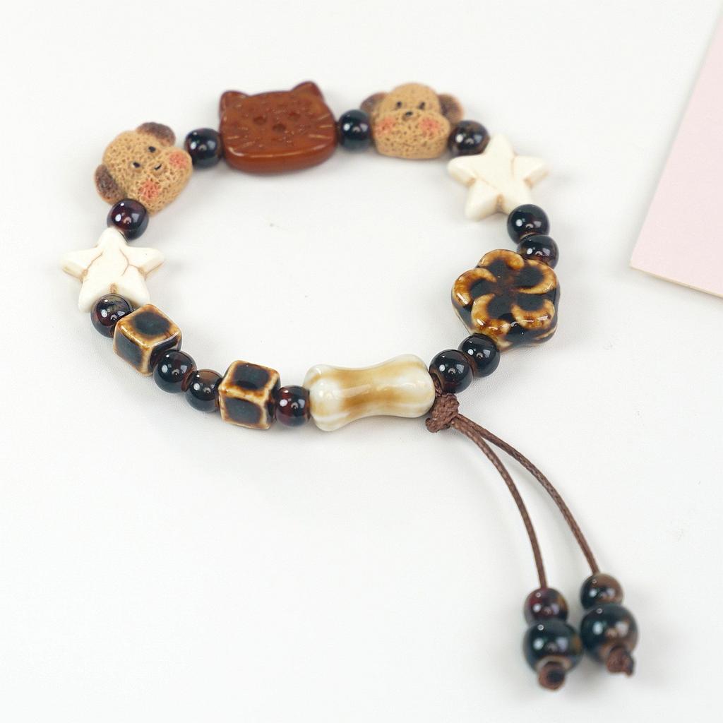 Ceramic beaded bracelet small fresh ancient style national style simple bracelet summer