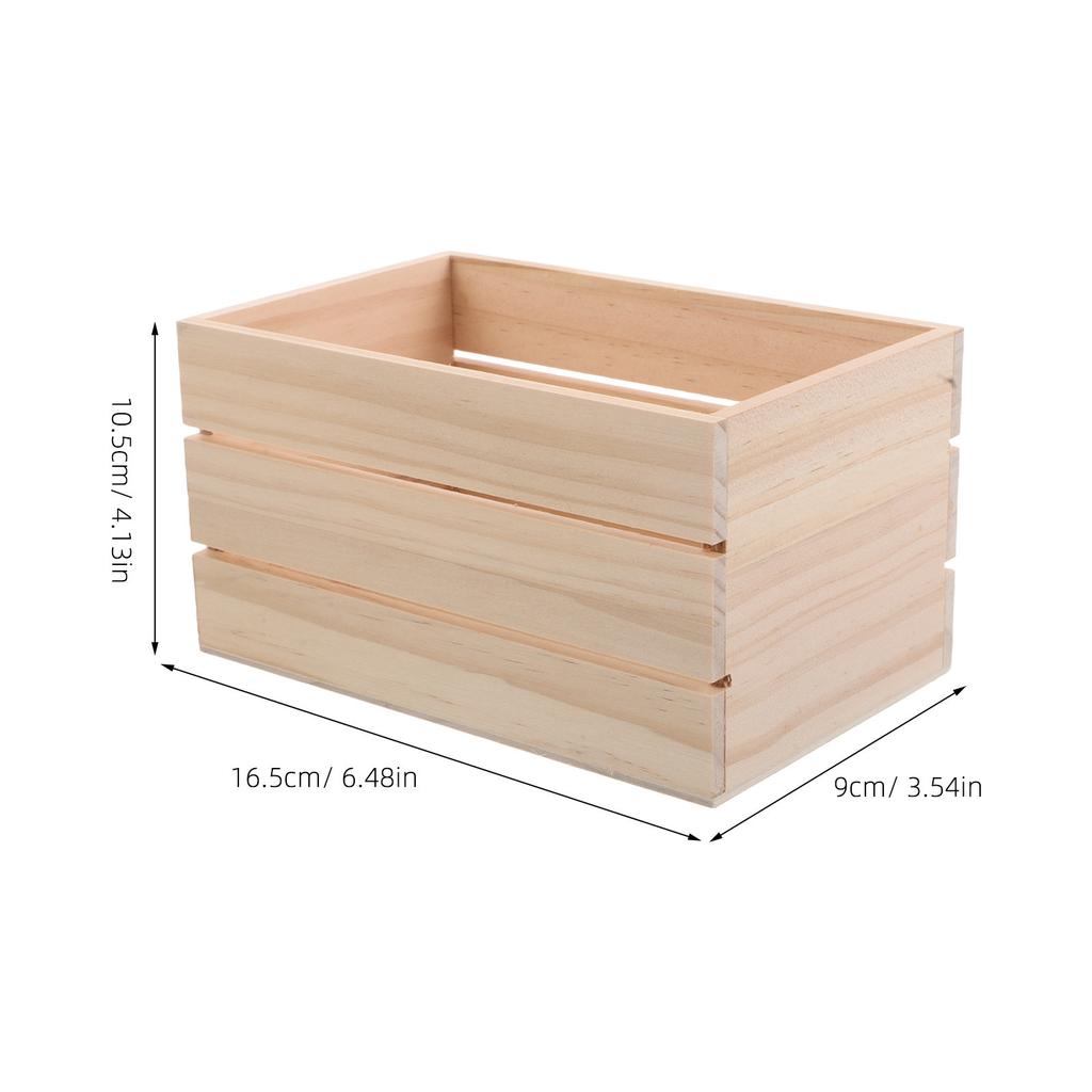 Wooden Storage Box 16.5x10.5cm Minimalist Design Solid Wood Storage Crate for Home Office Decor Craft Supplies Desktop