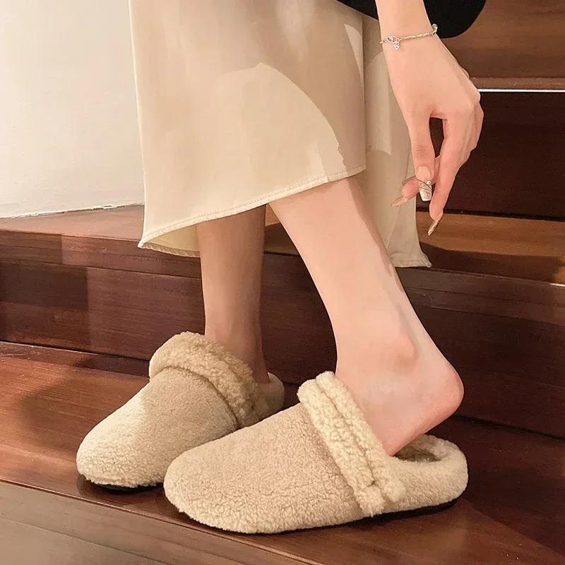 Fashion New Autumn Winter Women Casual Flats Woman Moccasins Soft Loafers Fashion Comfort Warm Plush Slip on Female Cotton Slippers