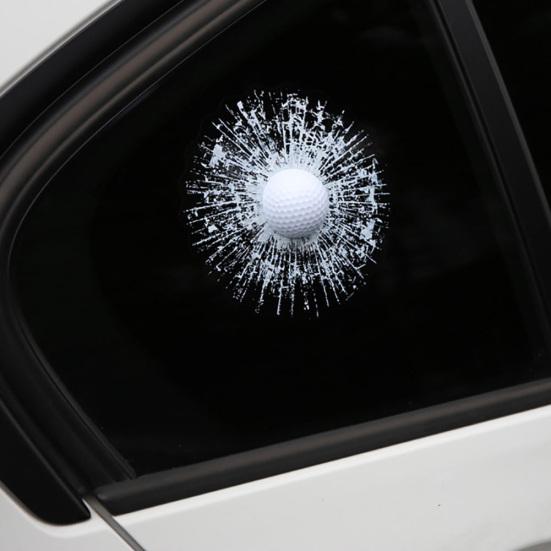 Funny 3D Golf Window Crack Ball Hit Windshield Car Decals Sticker Decoration