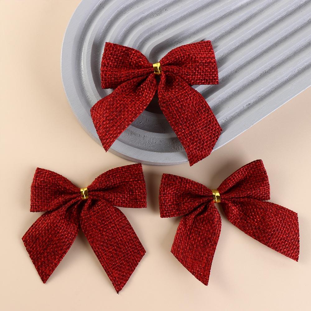 10Pcs/set Cloth Xmas Tree Pendant Plaid Bow Christmas Garland Accessories  Christmas