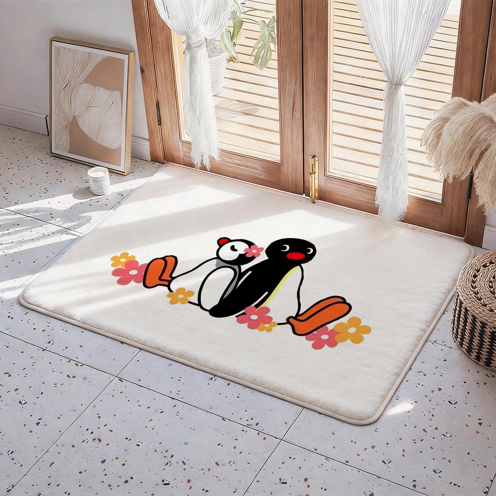 Animal P Penguin Floor Mat Eco Flannel Doormat Non Slip Odorless Indoor Floor Rug Soft Short Plush Home Mat