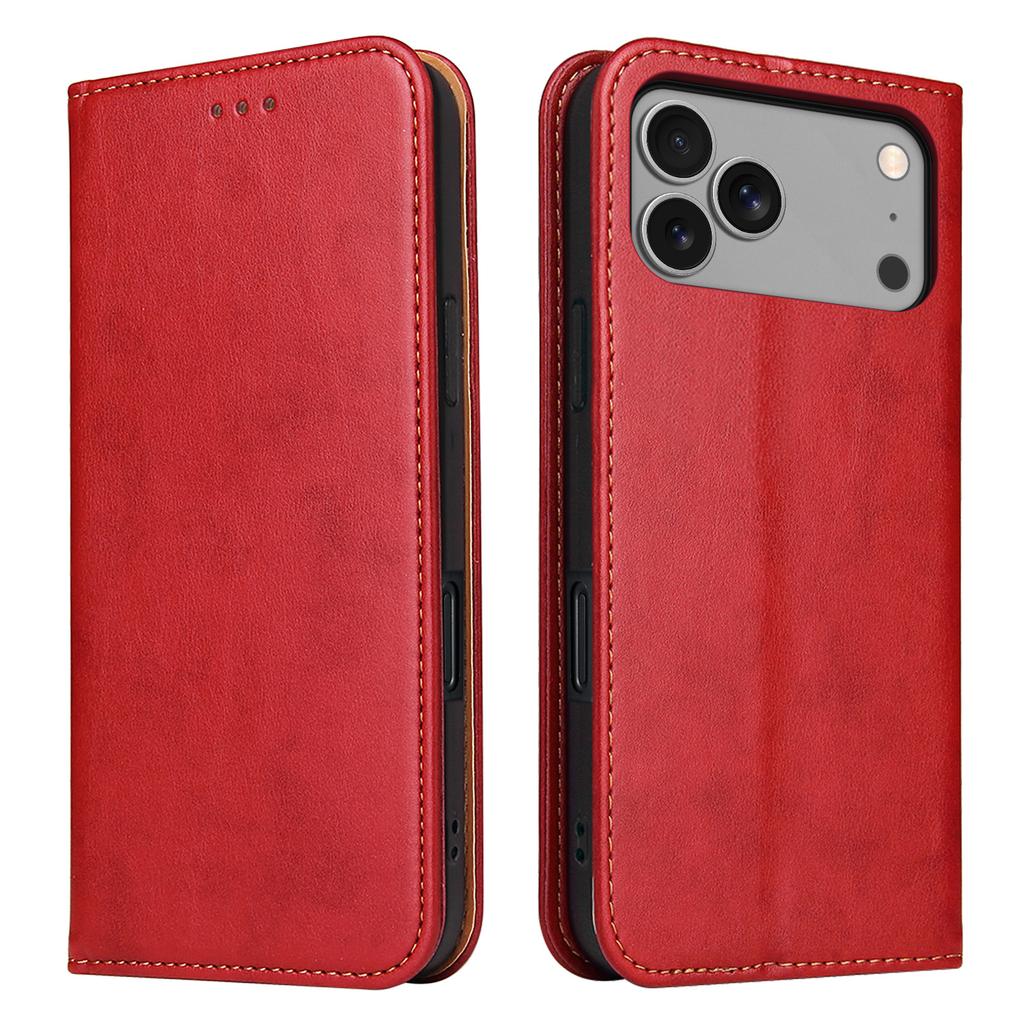 FIERRE SHANN For iPhone 17 Pro Case PU Leather Flip Stand Wallet Phone Cover