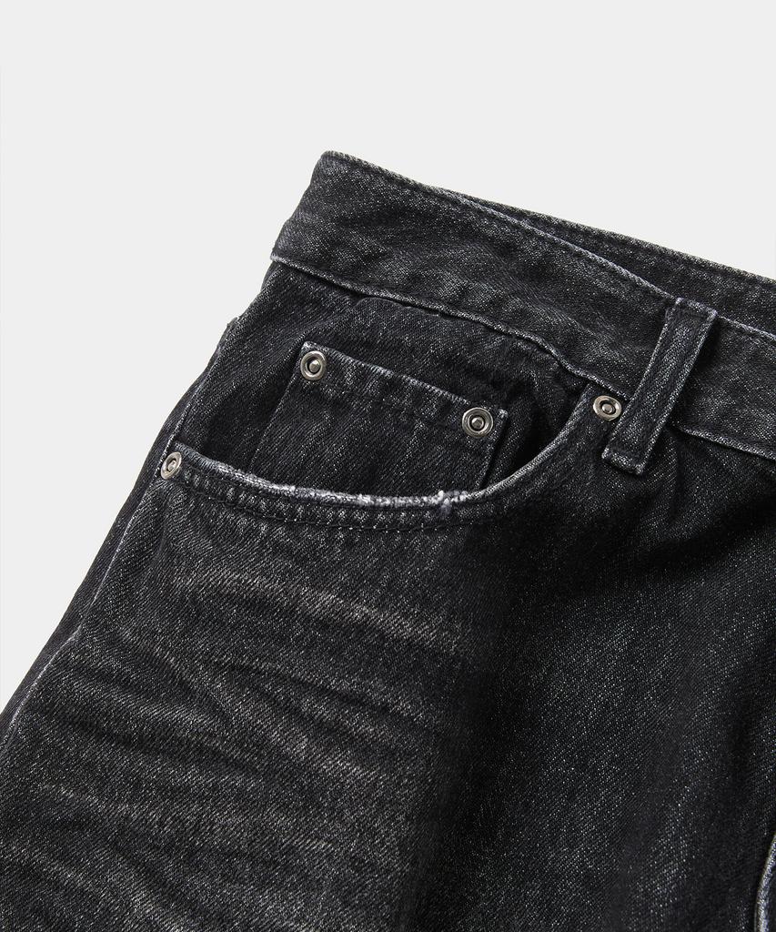 Laikeueomojeu Washed Damaged Embossed Flare Denim Pants_Black