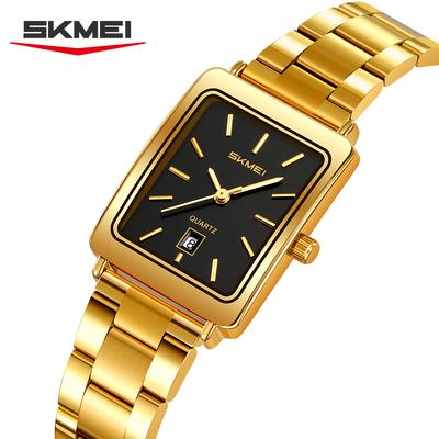 SKMEI 2566 Women's Quartz Watches Elegant Square Dial Date Display Stainless Steel Strap Business Fashion Ladies Wristwatch