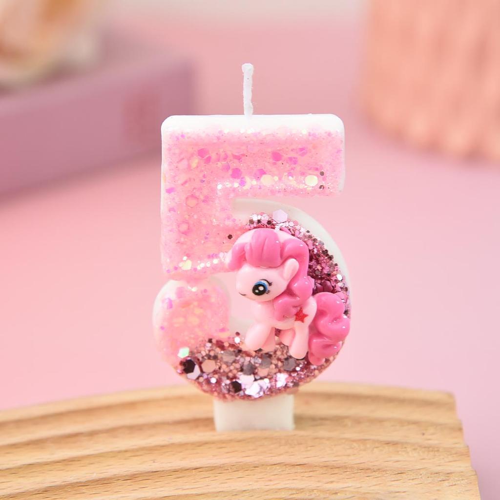 Pink Creative Number and Cartoon Birthday Cake Candles - Handmade Party Decorations