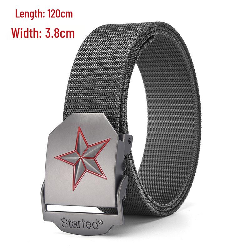 Men's Tactical Canvas & Nylon Woven Belt with Leather Trim - Elastic and High-End Accessory