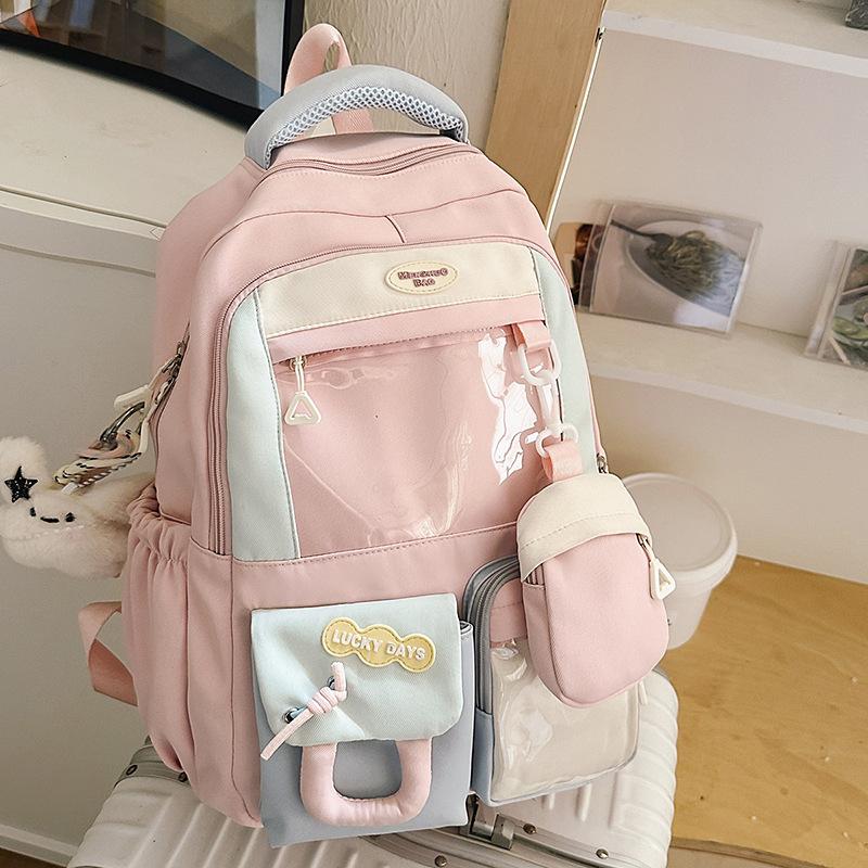 Junior High School Student Schoolbag Girl Cute Japanese Transparent Pain Bag Large Capacity Travel Backpack Student Backpack Tide