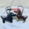 Contemporary Dachshund Leather Dog Keychain Accessory For Phones Bags Cars And