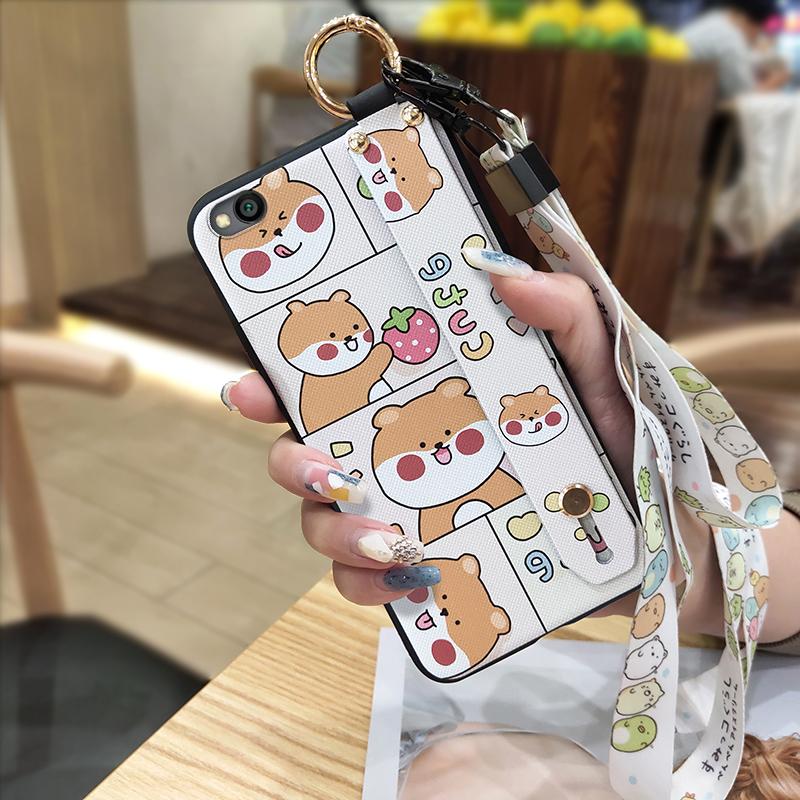 Lanyard Phone Holder Phone Case For Xiaomi Redmi GO Soft case Protective Shockproof Dirt-resistant Wristband Cute Ring