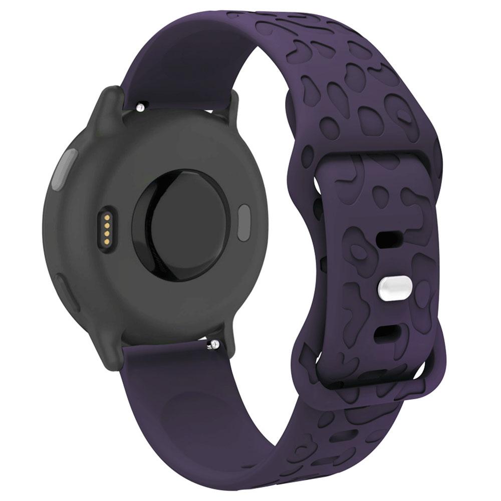 

For Huawei Watch GT 4 41mm/Garmin Venu 3S 18mm Watch Band Leopard Texture Silicone Wrist Strap Dark Purple