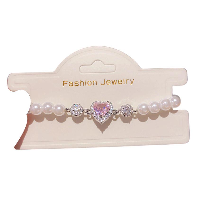 Elegant Heartshaped Artificial Pearl Bracelet With Zirconia For Women Gift Giving