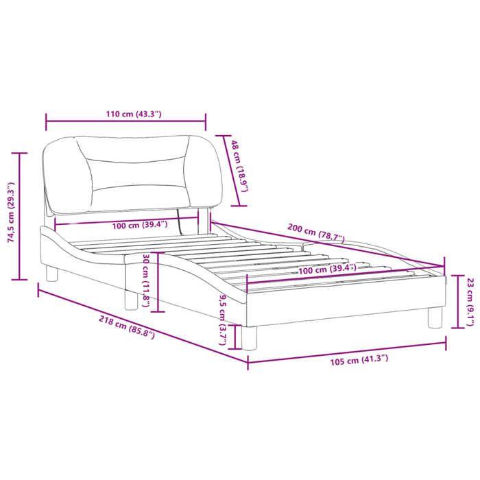 VidaXL Bed Frames with LED Lights, Upholstered Bed, Single Bed, Adult Bedroom Interior Bed, Modern, White 3213914